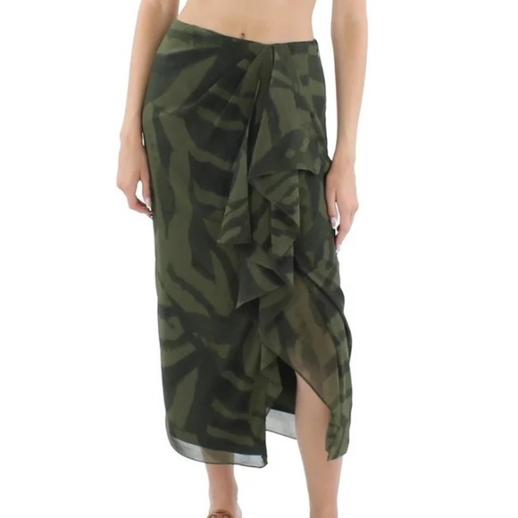 Lauren Ralph Lauren 6 Skirt Zebra Print Georgette Midi Farm Olive Green NWT,All Products : American Fashion Style Bags On Sale